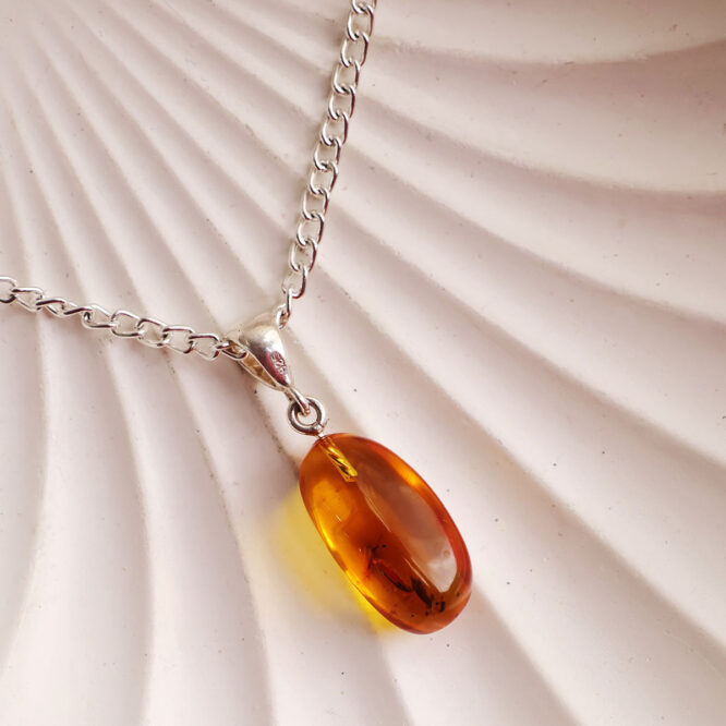 Amber Pendant Insect In Silver (0-1GM)
