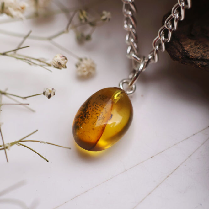Amber Pendant Insect In Silver (0-1GM)