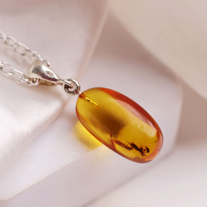 Amber Pendant Insect In Silver (0-1GM)