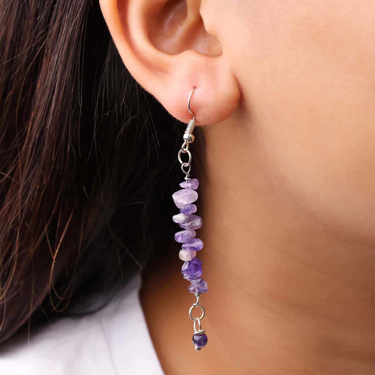 Amethyst Chips Huggie Hoops Earring