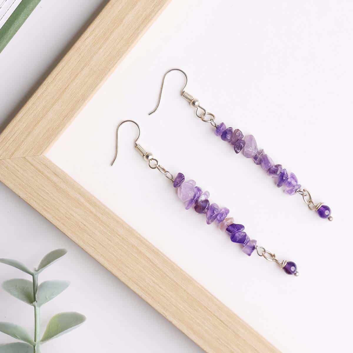 Amethyst Chips Huggie Hoops Earring