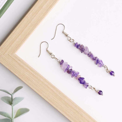 Amethyst Chips Huggie Hoops Earring