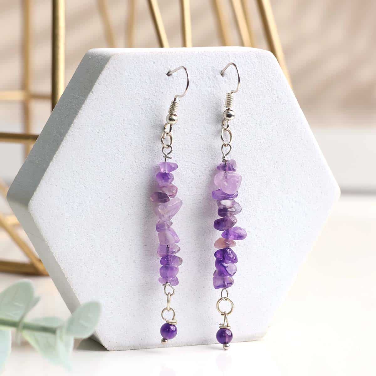 Amethyst Chips Huggie Hoops Earring
