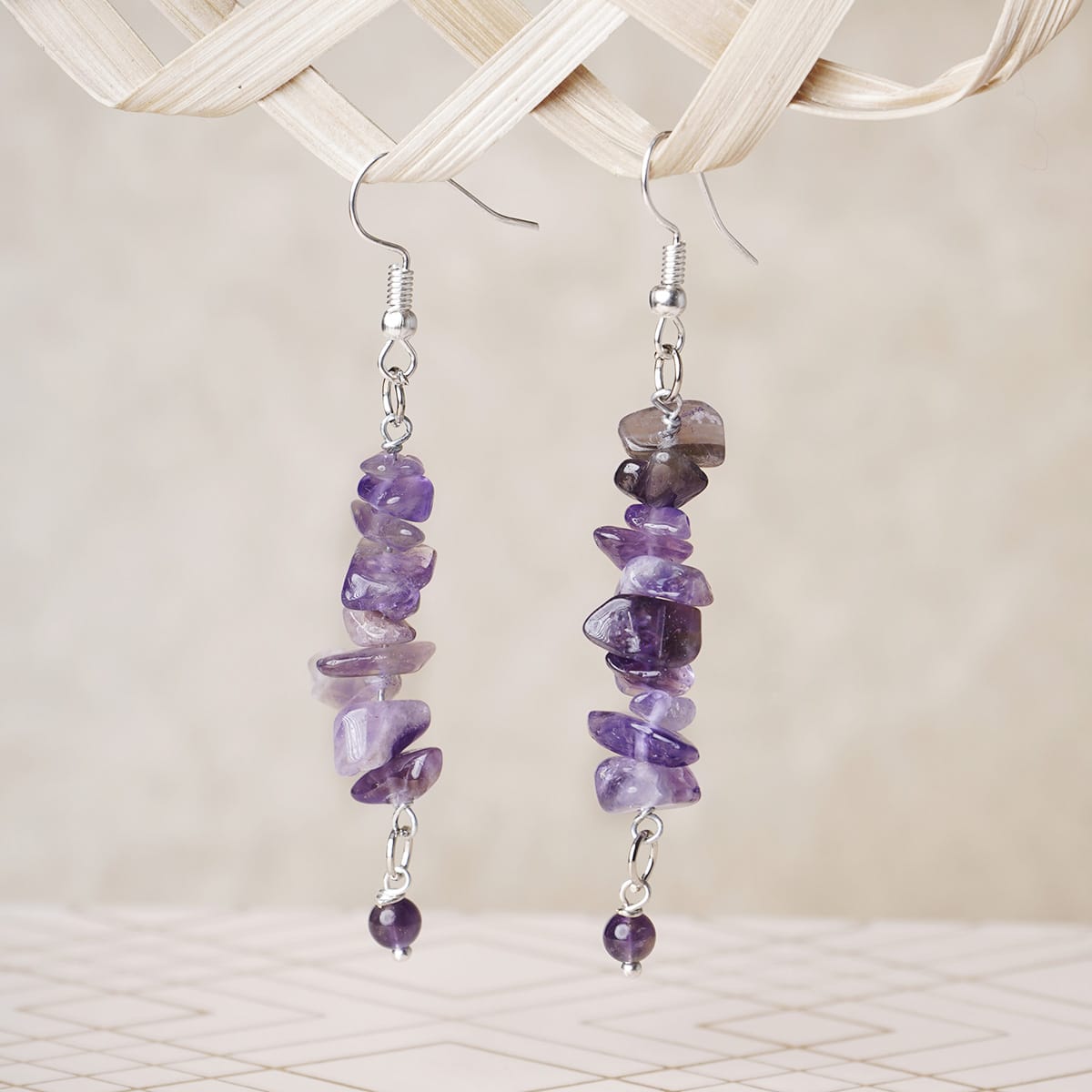 Amethyst Chips Huggie Hoops Earring