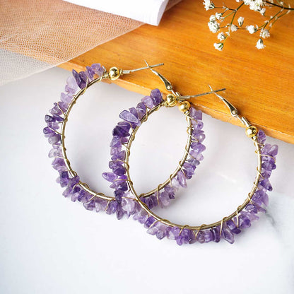 Amethyst Chips Hook Earrings