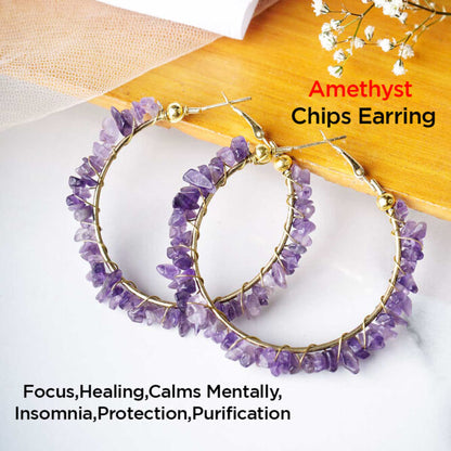 Amethyst Chips Hook Earrings