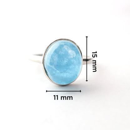 Aquamarin Oval Sterling Silver 925 Ring
