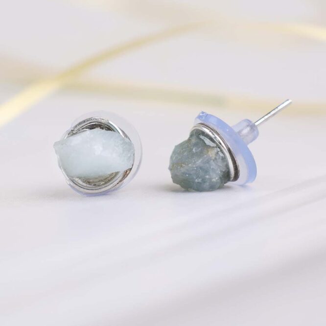 Aquamarine Raw Stud Earrings