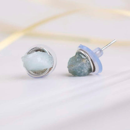 Aquamarine Raw Stud Earrings