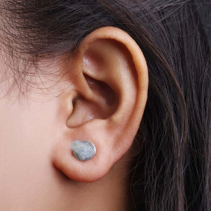 Aquamarine Raw Stud Earrings