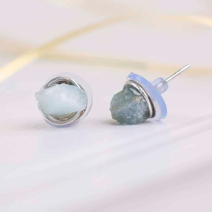 Aquamarine Raw Stud Earrings