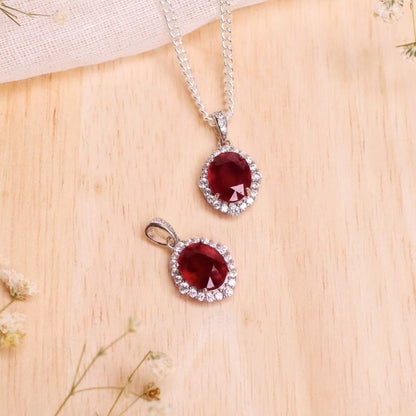 Ruby Oval Pendant in Silver